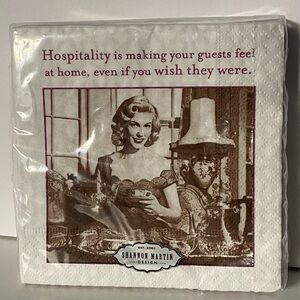 Shannon Martin cocktail Napkins 5" 20 Count New Sealed Hospitality Guests Funny